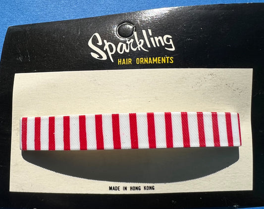 Distinctive 1960s Red & White Stripe Hair Grips - Made in Hong Kong