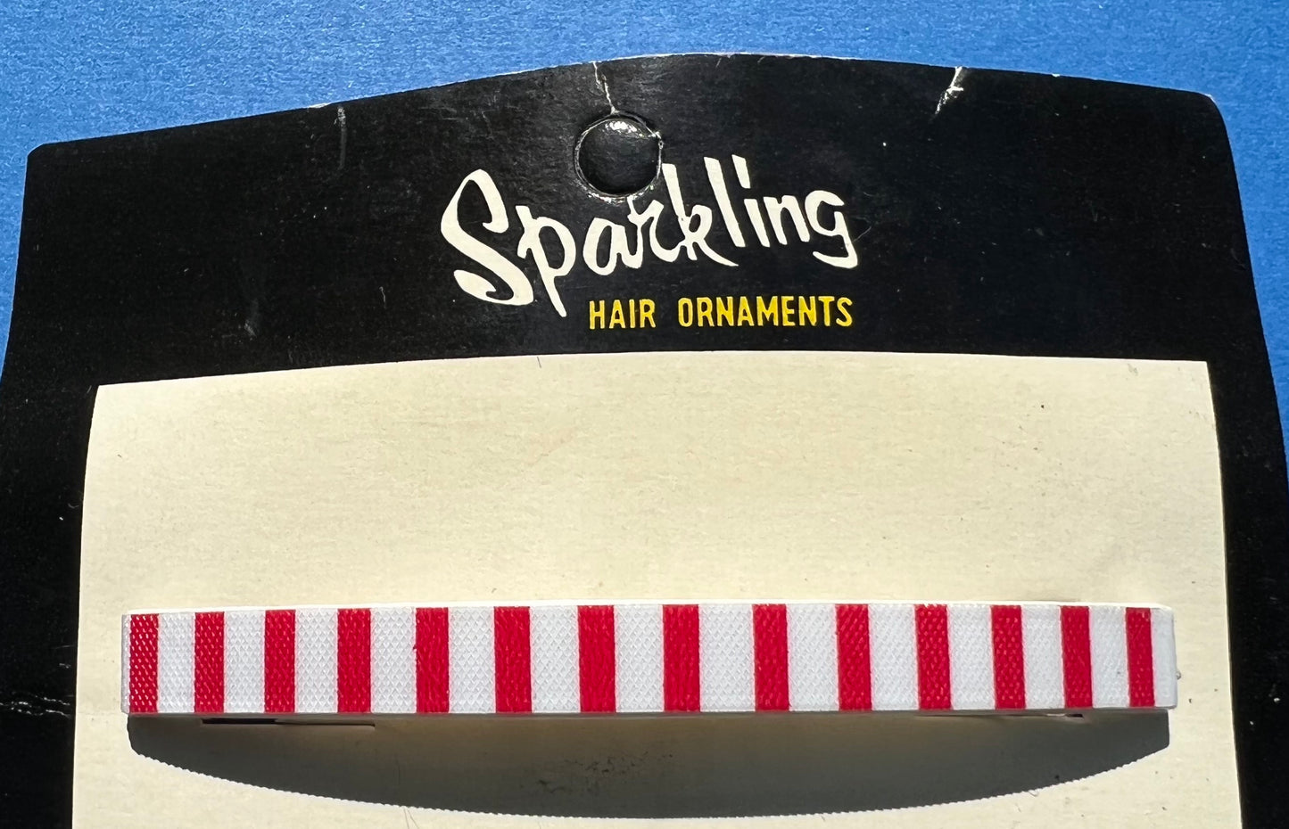 Distinctive 1960s Red & White Stripe Hair Grips - Made in Hong Kong