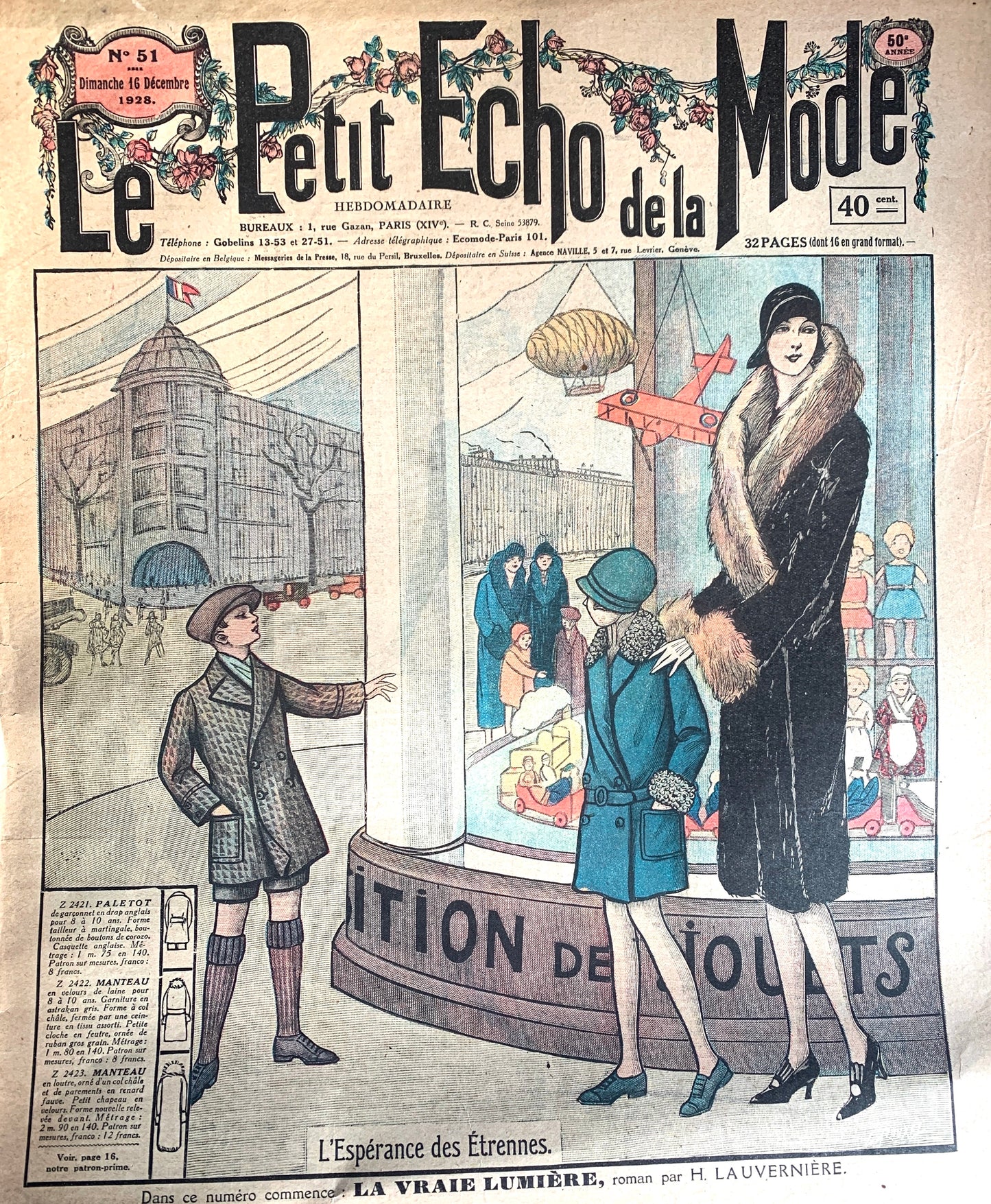 Looking in the Toy Shop Window in December 1928 French Womens Paper Le Petit Echo de la Mode