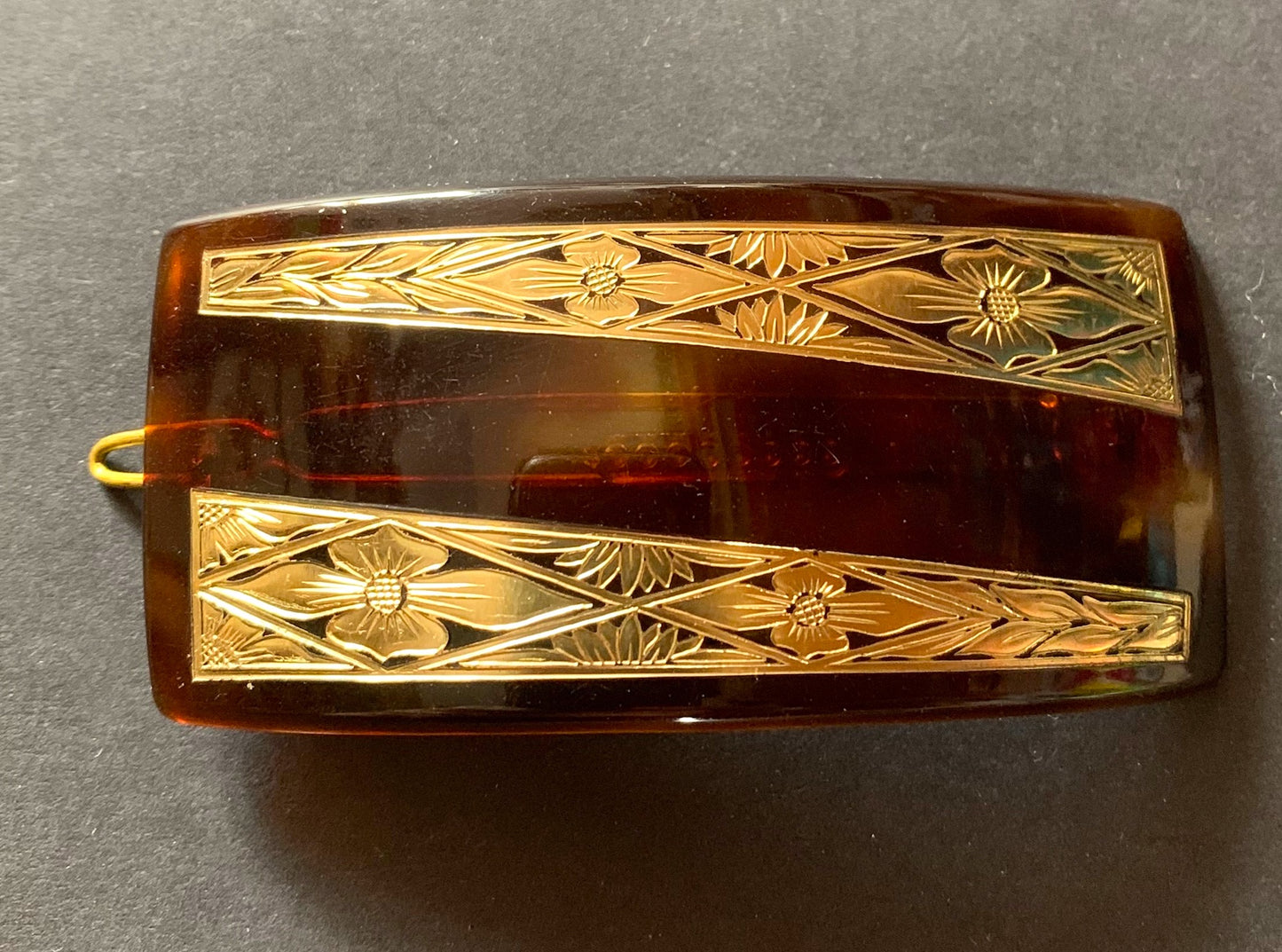 Delightfully Pretty Deco Tortoiseshell and Gold 1940s French Hair Clip