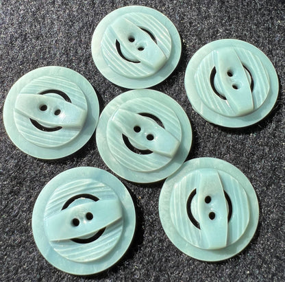 6 1940s Soft Grey Carved Buttons 1.8 or 2.2cm