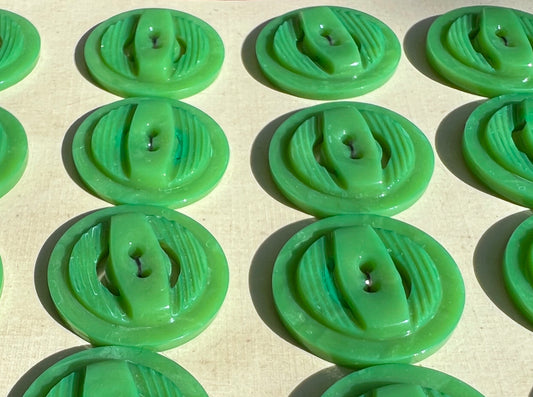 6 or 24 Vintage 1940s Dark Mint Green 2.2cm Buttons