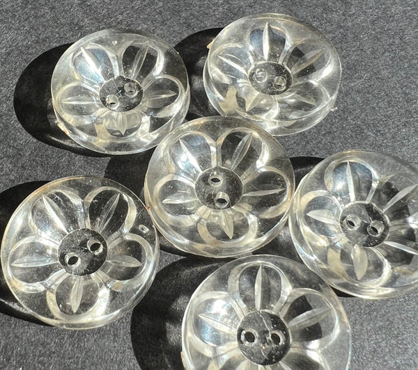 Very Pretty 1.7cm Vintage See Through Flower Buttons - 6 or 24