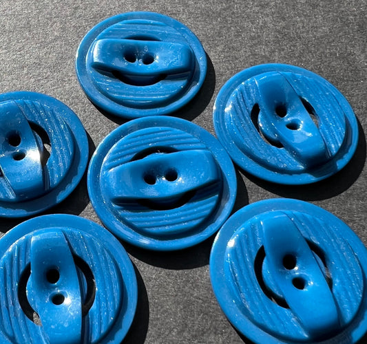 6 Teal Blue 1940s Vintage 1.8cm or 2.2cm Buttons