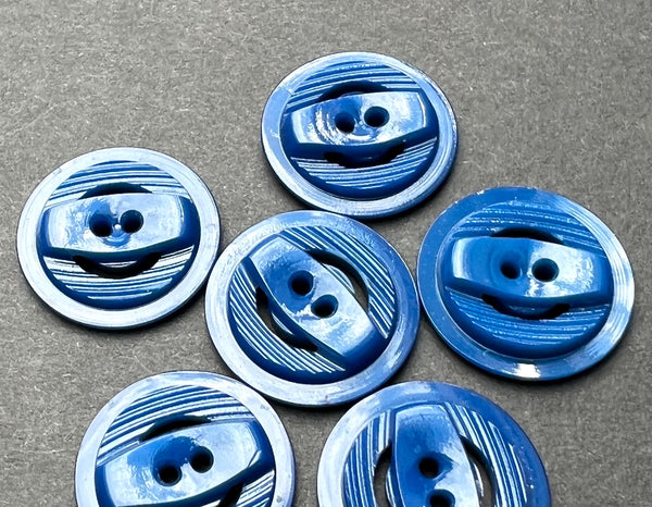 6 Oxford Blue 1940s 1.8cm Buttons