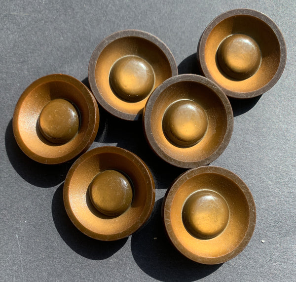 6 Gorgeous 2.8cm Coffee Coloured Vintage Buttons