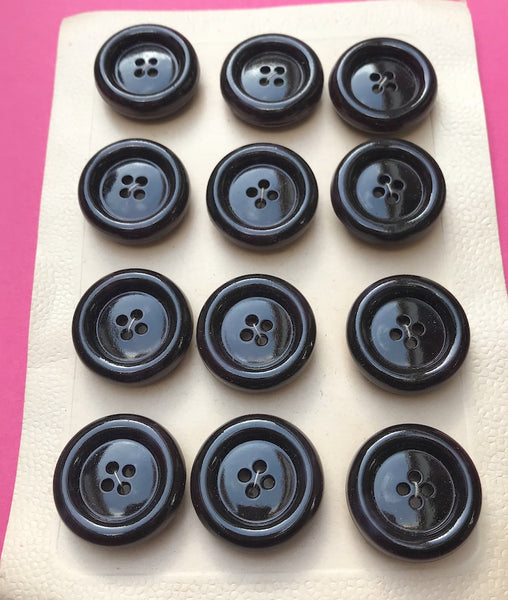 12 BIG Chunky- 3.5cm - Vintage Black / Dark Brown Buttons
