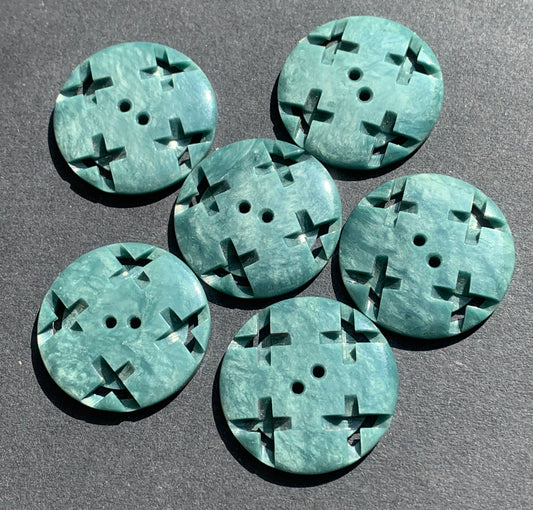 6  Interesting Stone Blue  2.8cm Vintage Buttons