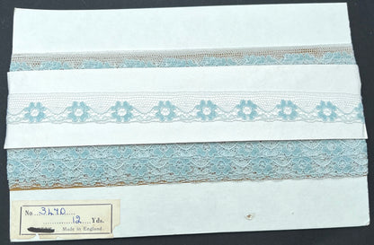 12yds Delicate Vintage Blue Flower 2.8cm wide Trim Made in England