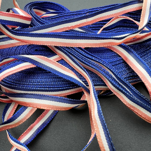 1m Red, White and Blue 7mm wide  Vintage Grosgrain Ribbon