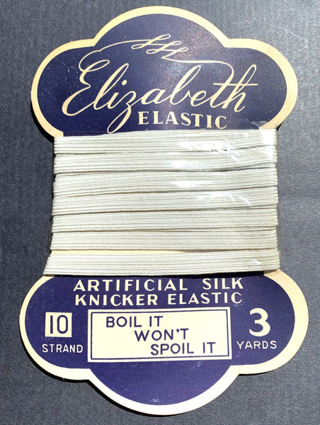 1940s Artificial Silk Knicker Elastic 3 Yards "BOIL IT WON'T SPOIL IT"