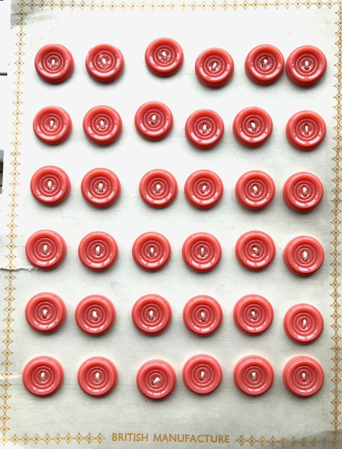 36 Coral Pink Simple and Satisfying Vintage 1.4cm Buttons