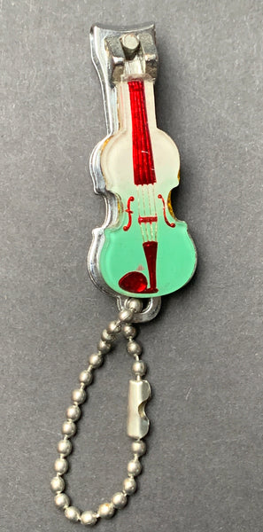 Vintage Enamel Cello Nail Clippers and File Key Ring