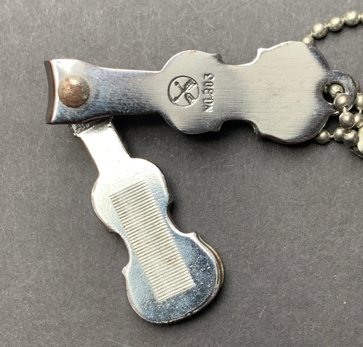 Vintage Enamel Cello Nail Clippers and File Key Ring