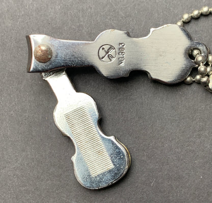 Vintage Enamel Cello Nail Clippers and File Key Ring
