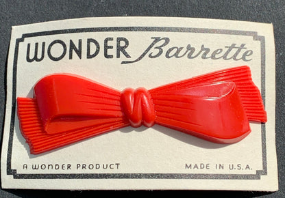1950s Lucite WONDER Barrette Bow 6.5cm  Hair Clips