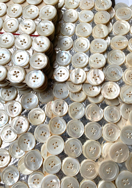24 Vintage 1930s Hand Cut Mother of Pearl Buttons - 1.8cm