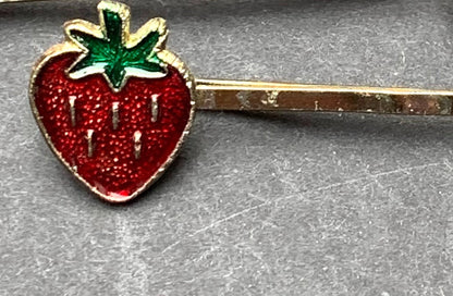 Vintage FRUIT Bobby Pins / Hair slides Apples, Cherries, Lemons, Strawberries, Peaches