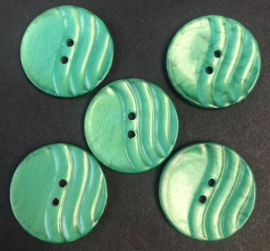 5 BIG 3.7cm Emerald Green Vintage  Buttons