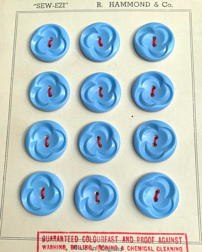 Joyful Baby Blue Vintage 2.2cm Buttons - 12 or 6 - Made in England