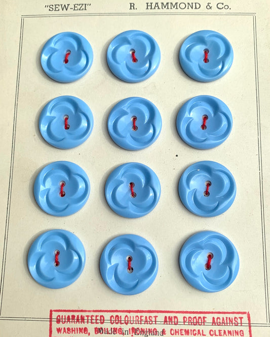 Joyful Baby Blue Vintage 2.2cm Buttons - 12 or 6 - Made in England