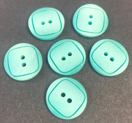 6 Modernist Aqua Teal 2cm Vintage  Buttons