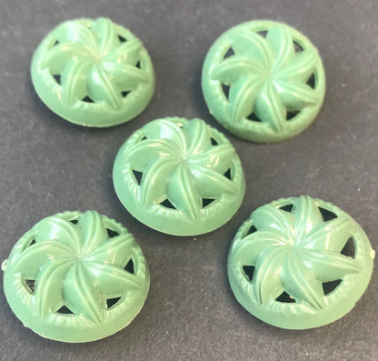 5 Sage Green Vintage SWIRL Buttons - 2.2cm