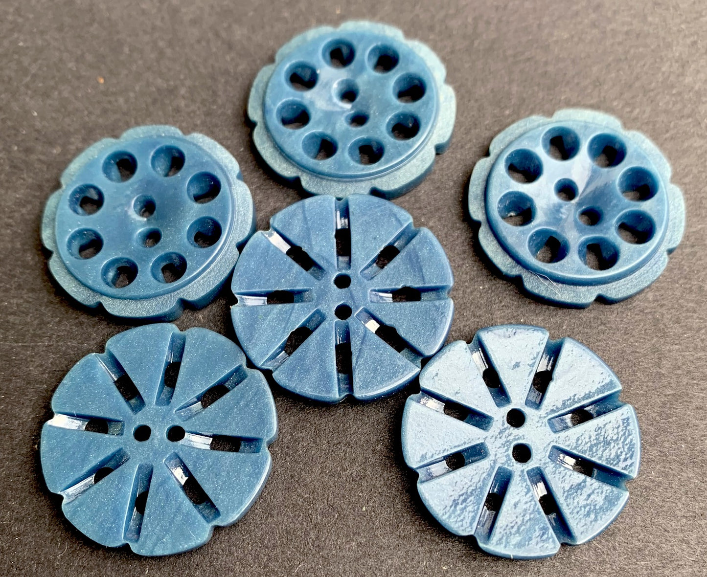Interesting Petrol Blue 2.2cm Vintage  Buttons - 6 or 24