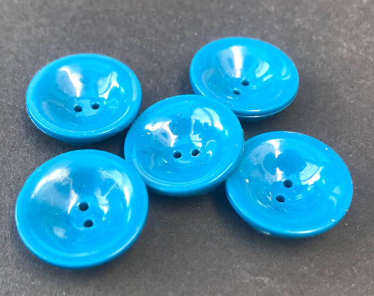 5 Teal 2cm Vintage Bowl Shape Buttons