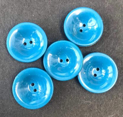5 Teal 2cm Vintage Bowl Shape Buttons