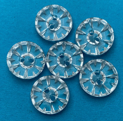 6 Twinkly Cut Glass Vintage 1.3cm Buttons