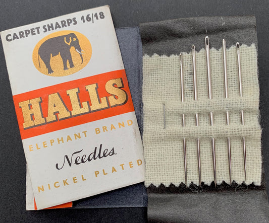 Unused Vintage packet of HALLS 5cm - 5.5cm Carpet Sharps sz 16 - 18