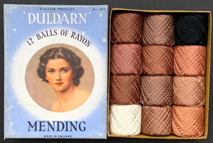 Gorgeous 1940s Box of Stocking & Hosiery Mending Cotton Thread - Made in England