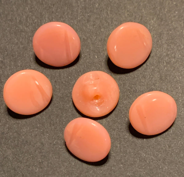 6 Dusky Pink 8mm Vintage Glass Buttons