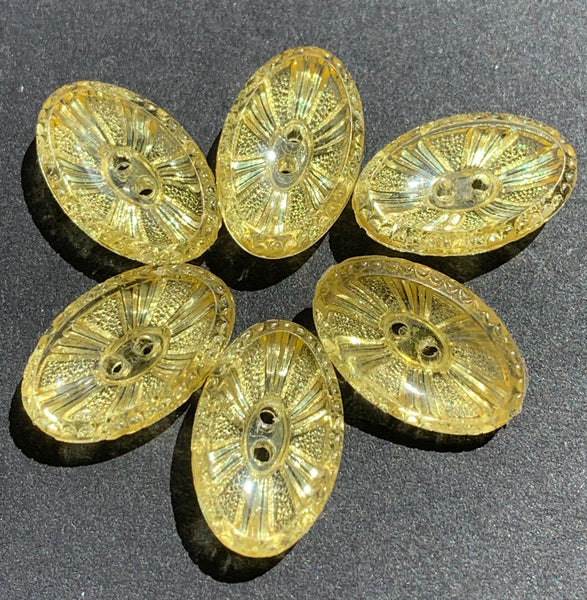 6 or 24 Lemon Yellow Elliptical Shimmery Vintage Buttons 1.3cm or 1.5cm long