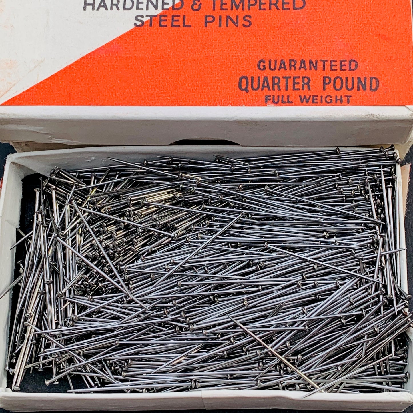 1930s Unopened Quarter Pound Box of BIJOU STEEL PINS by Critchley Bros Stroud