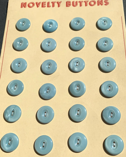 1.5cm Calm Blue Grey Vintage Buttons - 24 on a sheet  or 6 loose.