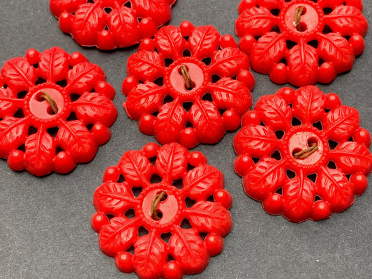 12 Vivacious Vintage Red 1.8cm Buttons - 12 on Original Shop Card