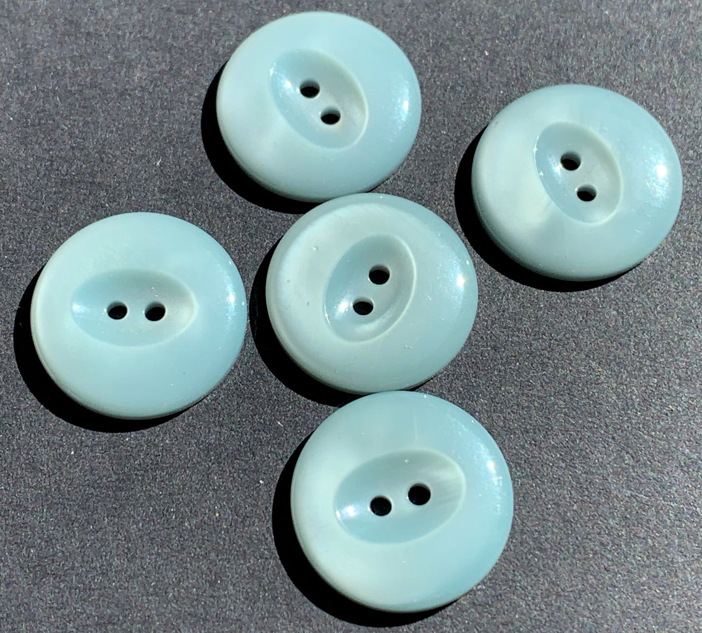 1.5cm Calm Blue Grey Vintage Buttons - 24 on a sheet  or 6 loose.