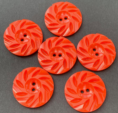 6 Energetic Candy Red Vintage 2.2cm or 1.7cm Buttons