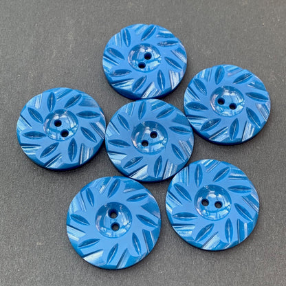 6 Noble Prussian Blue Vintage  2.2cm Buttons