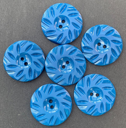 6 Noble Prussian Blue Vintage  2.2cm Buttons