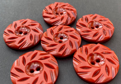 6 Rich Barn Red Vintage French   2.2cm Buttons