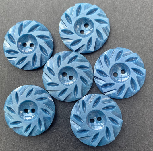6 Soul Calming Stone Blue Vintage 2.2cm or 1.7cm  Buttons