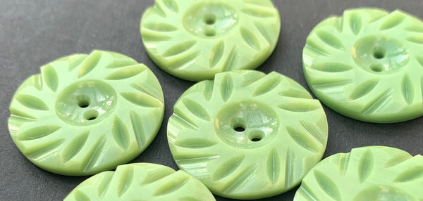 6 Twirly Lime Green Vintage  2.2cm Buttons