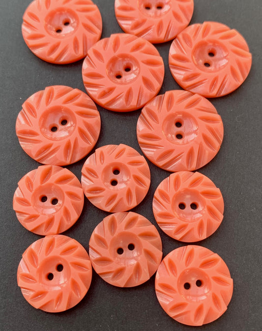 6 Vintage Coral pink 2.2cm or 1.7cm  Buttons