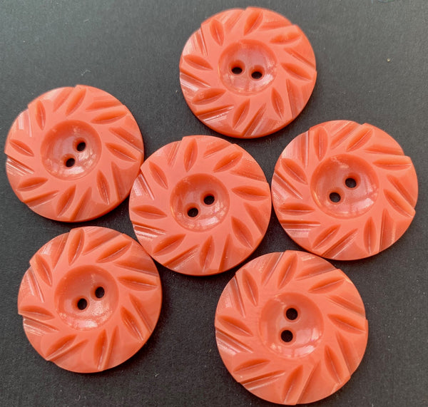6 Vintage Coral pink 2.2cm or 1.7cm  Buttons