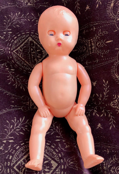 Rather Confused Naked Baby, Moving Limbs and Eyes, 8" Tall