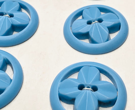 6 Powder Blue 2.8cm WW2 Propeller Shaped Buttons