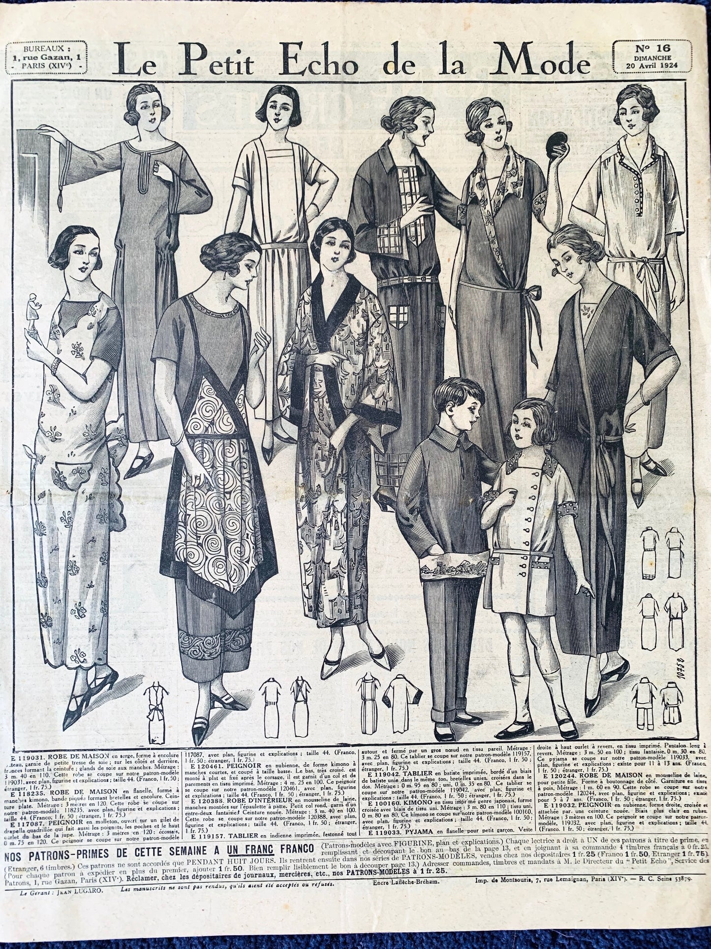 Knitting and Tea... 1924 French Fashion Paper Le Petit Echo de la Mode
